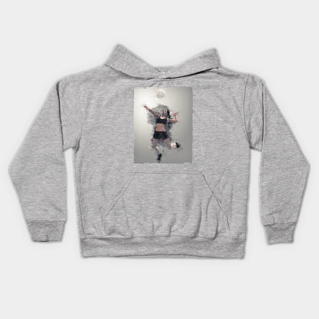 Volleyball digital art Kids Hoodie by Blind Man Studio